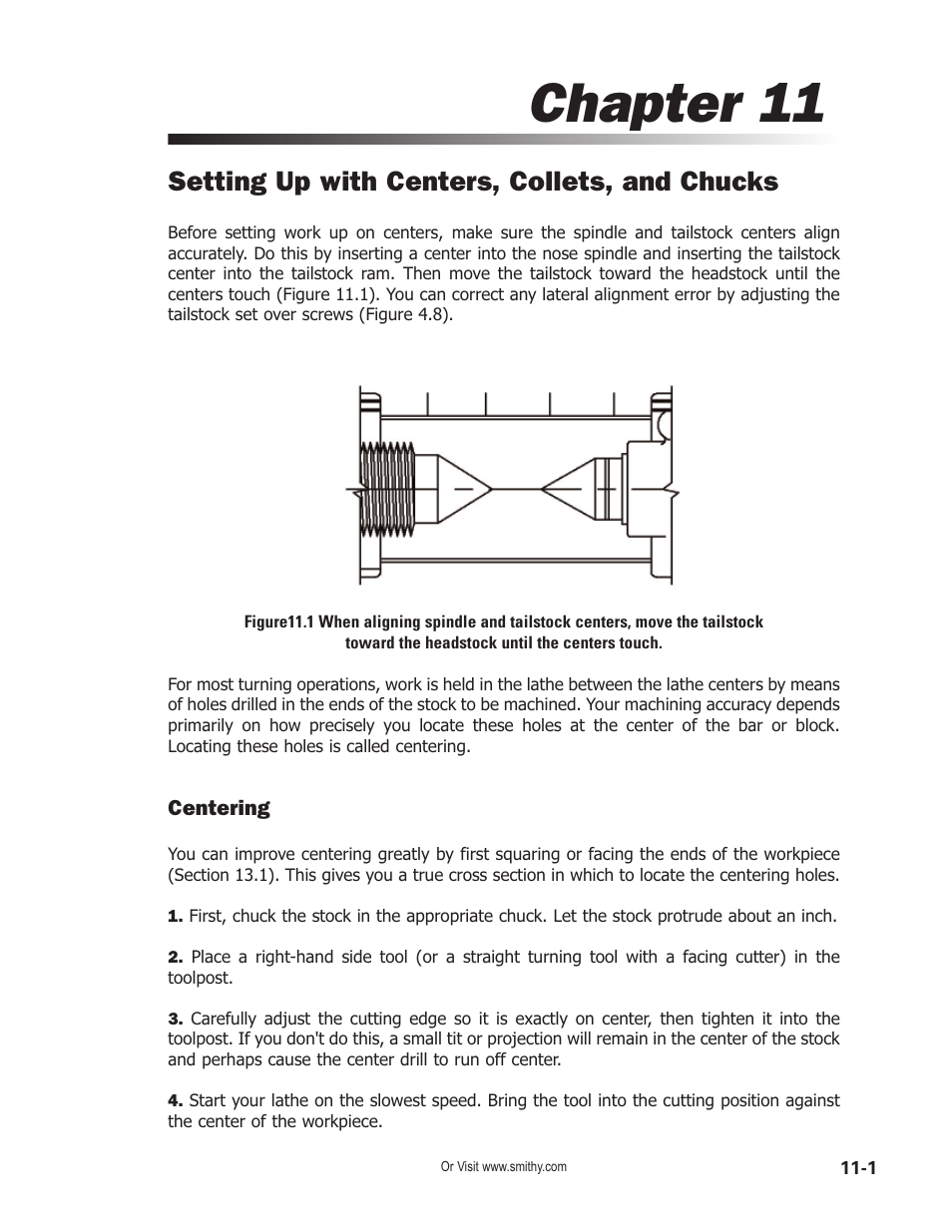 Chapter 11, Setting up with centers, collets, and chucks | Smithy Midas 1220 XL User Manual | Page 51 / 115