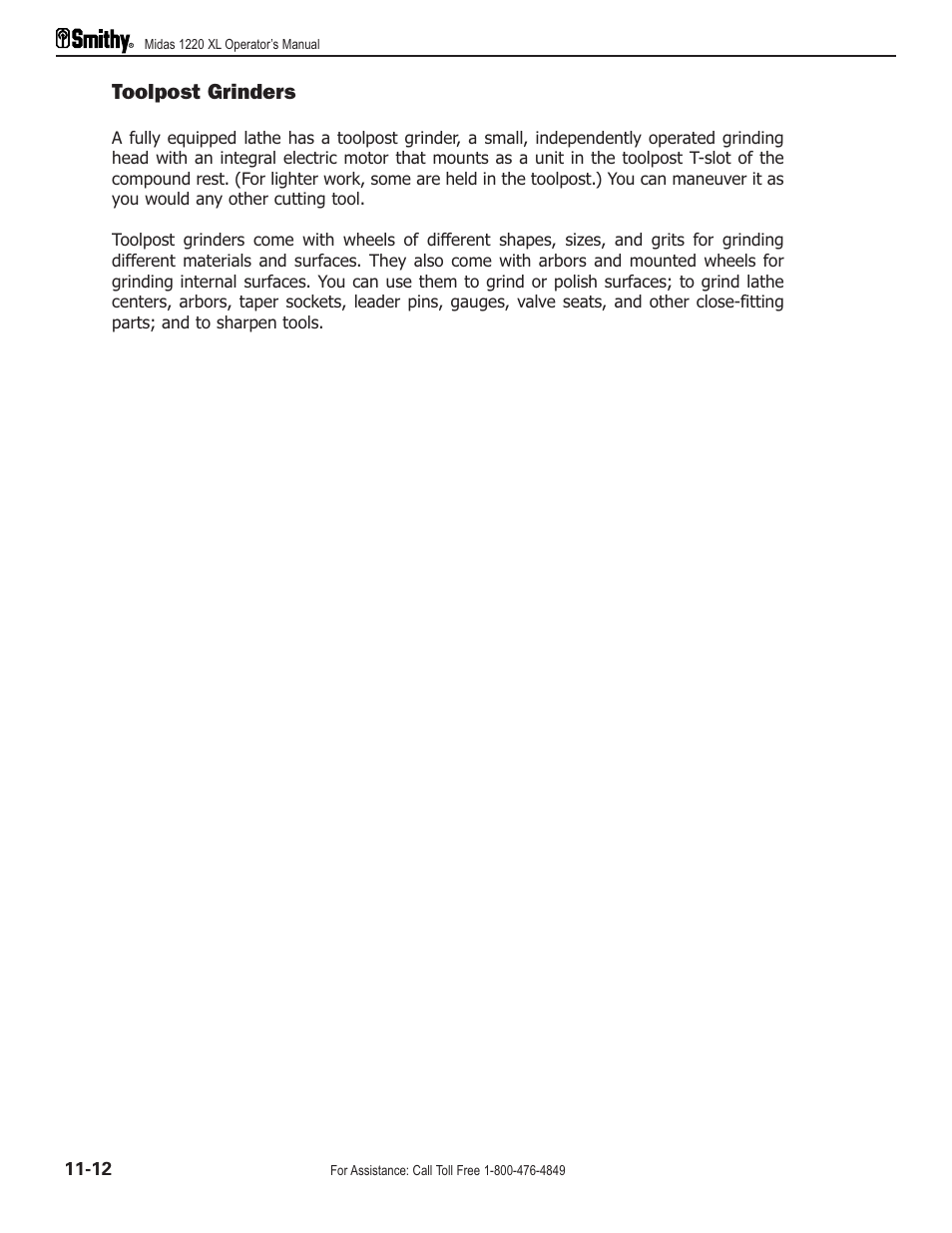 Toolpost grinders | Smithy Midas 1220 XL User Manual | Page 62 / 115