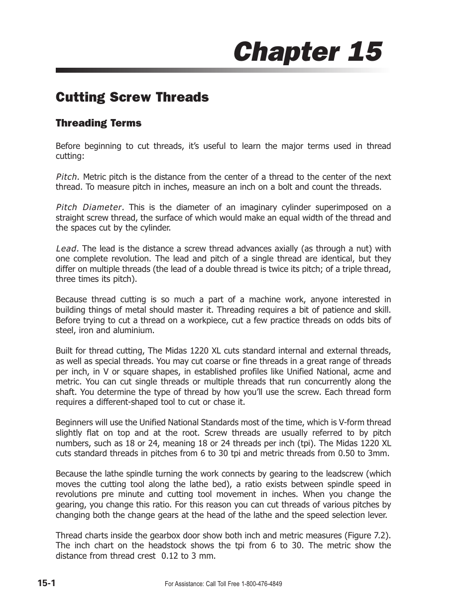 Chapter 15, Cutting screw threads | Smithy Midas 1220 XL User Manual | Page 74 / 115