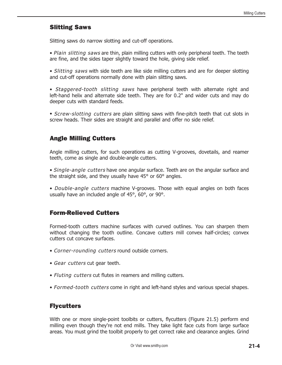 Slitting saws, Angle milling cutters, Form-relieved cutters | Flycutters | Smithy Midas 1220 XL User Manual | Page 93 / 115