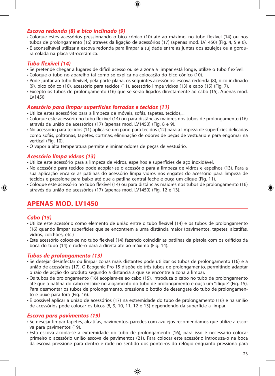 Apenas mod. lv1450 | SOLAC LV1450 User Manual | Page 24 / 63