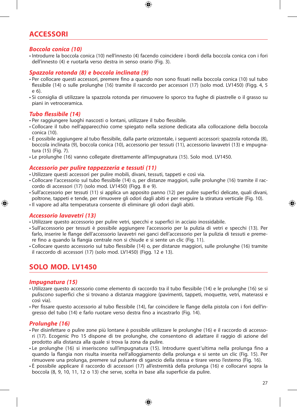 Accessori, Solo mod. lv1450 | SOLAC LV1450 User Manual | Page 28 / 63