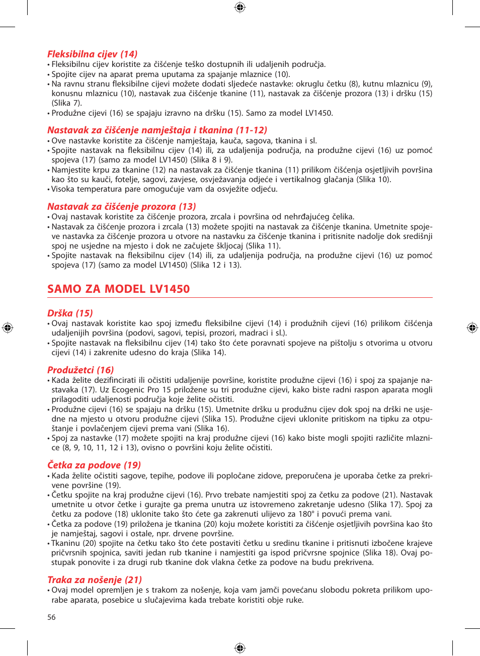 Samo za model lv1450 | SOLAC LV1450 User Manual | Page 57 / 63
