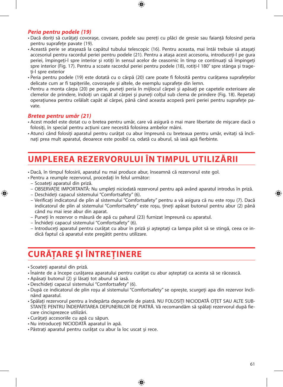 Umplerea rezervorului în timpul utilizării, Curăţare şi întreţinere | SOLAC LV1450 User Manual | Page 62 / 63