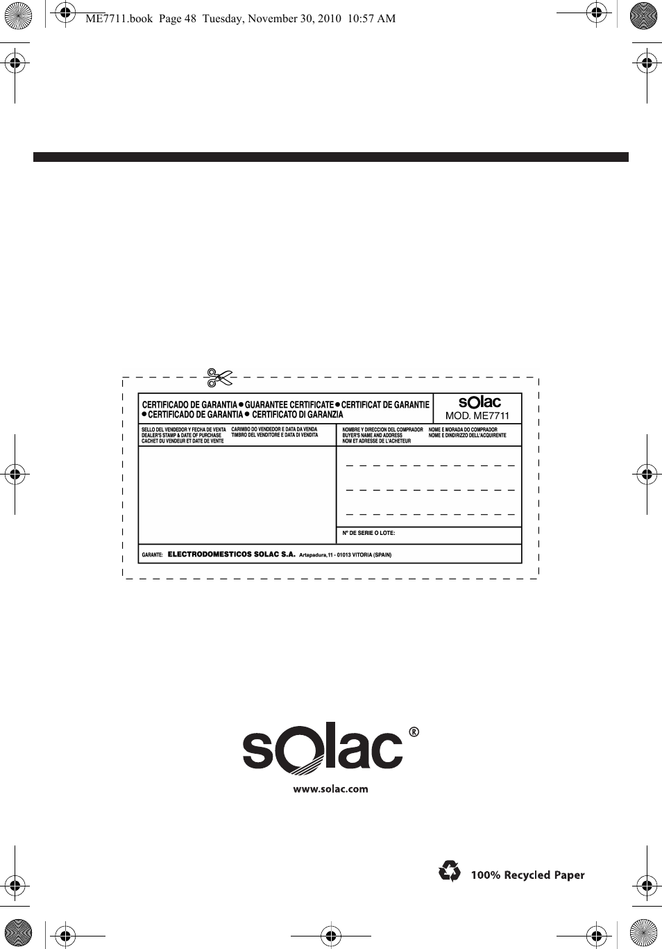 SOLAC ME7711 User Manual | Page 48 / 48