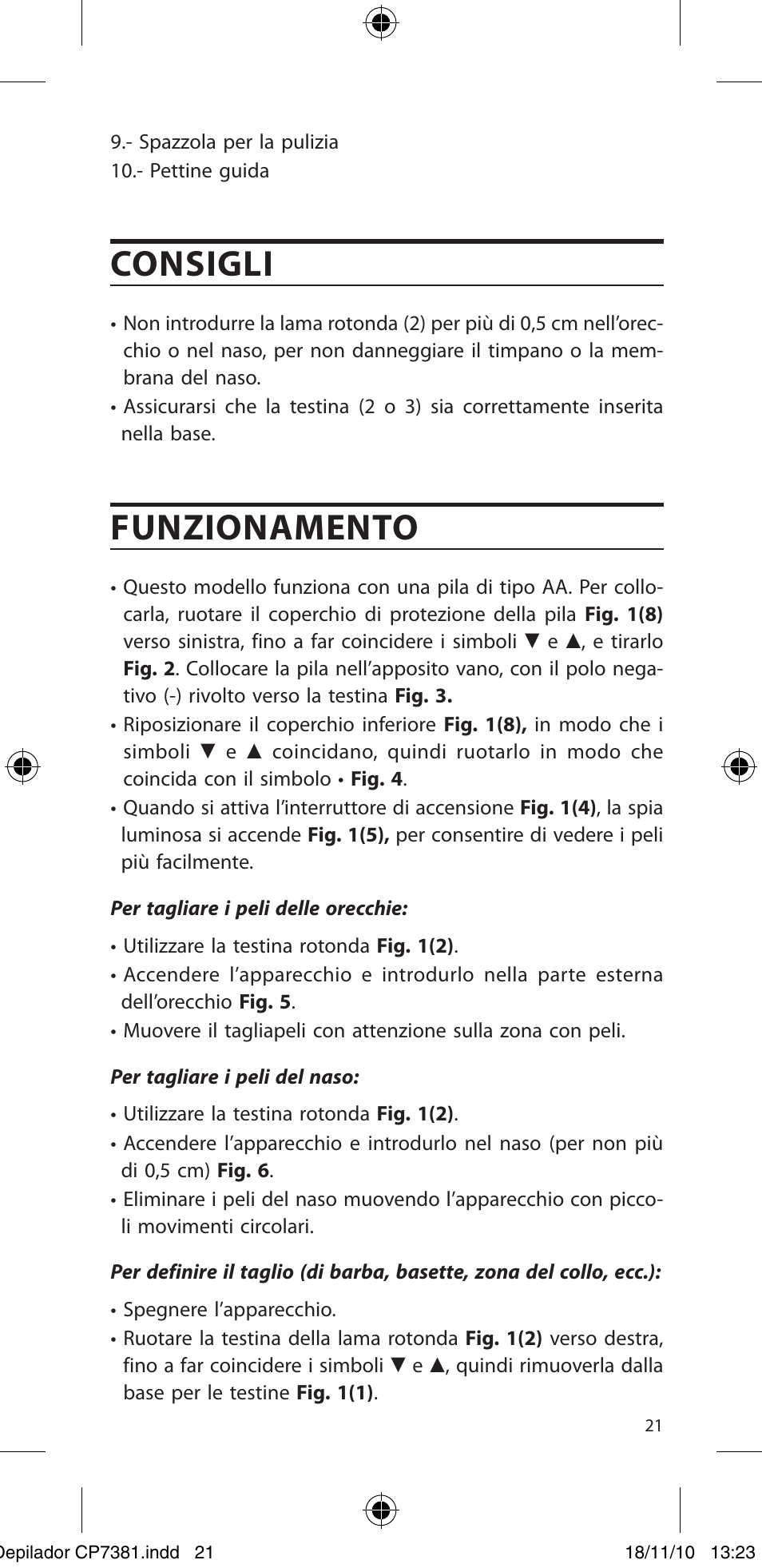 Consigli, Funzionamento | SOLAC CP7381 User Manual | Page 22 / 48