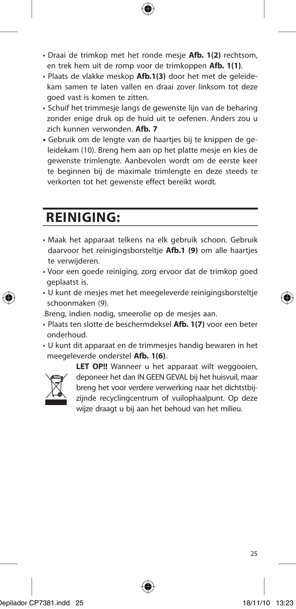 Reiniging | SOLAC CP7381 User Manual | Page 26 / 48