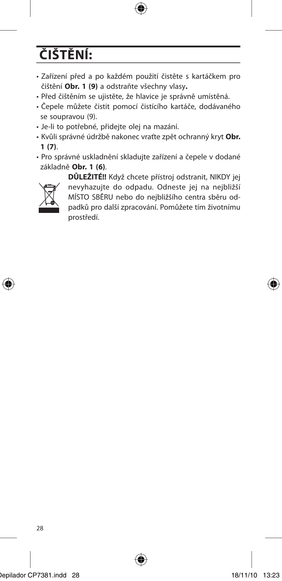 Čištění | SOLAC CP7381 User Manual | Page 29 / 48