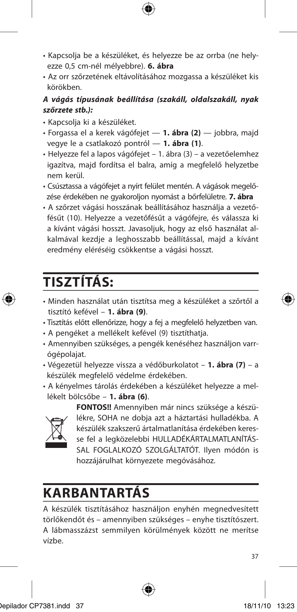 Tisztítás, Karbantartás | SOLAC CP7381 User Manual | Page 38 / 48