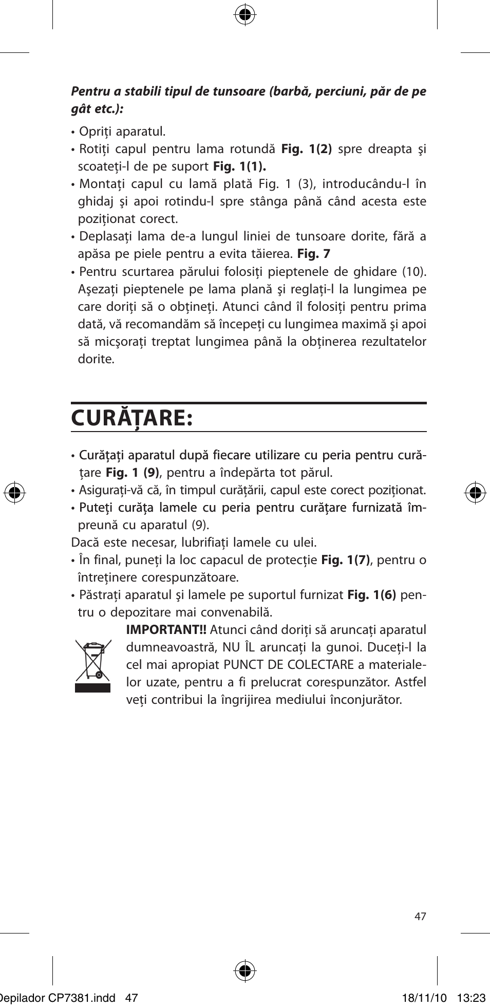 Curăţare | SOLAC CP7381 User Manual | Page 48 / 48