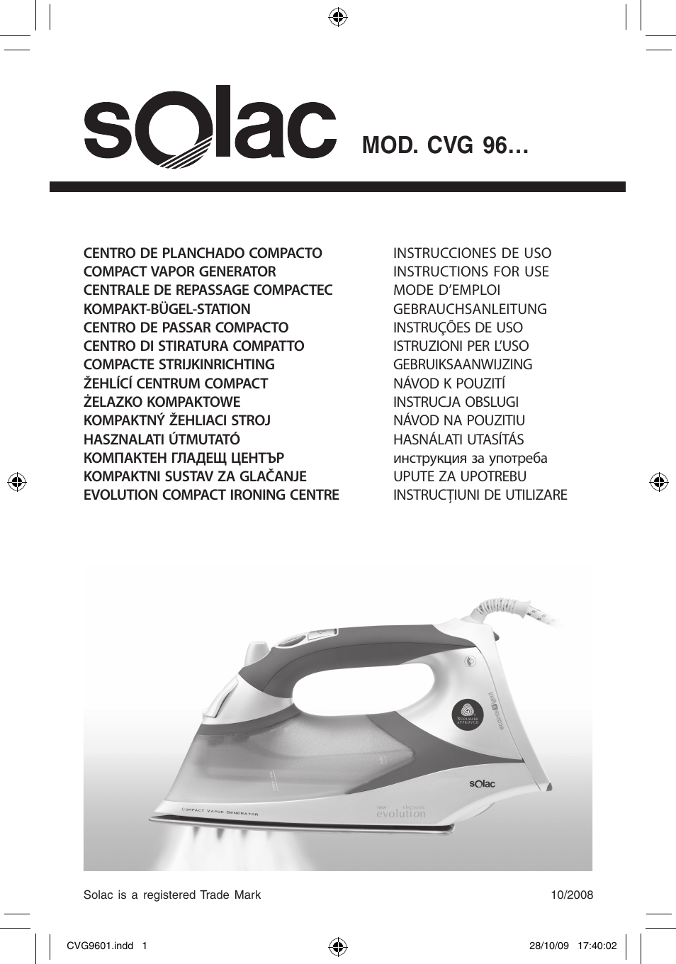 SOLAC CVG9605 User Manual | 62 pages