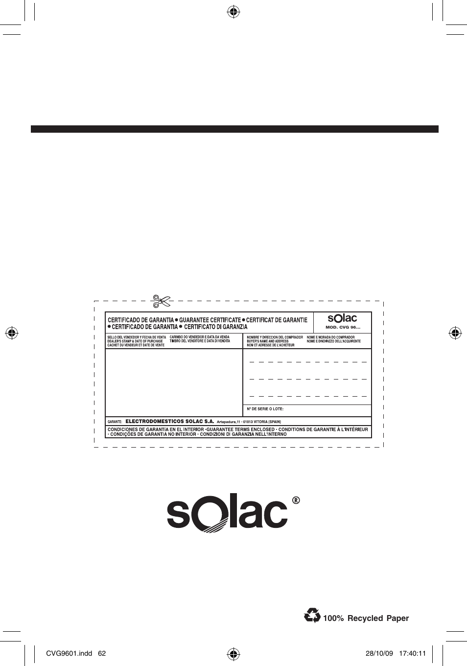 SOLAC CVG9605 User Manual | Page 62 / 62