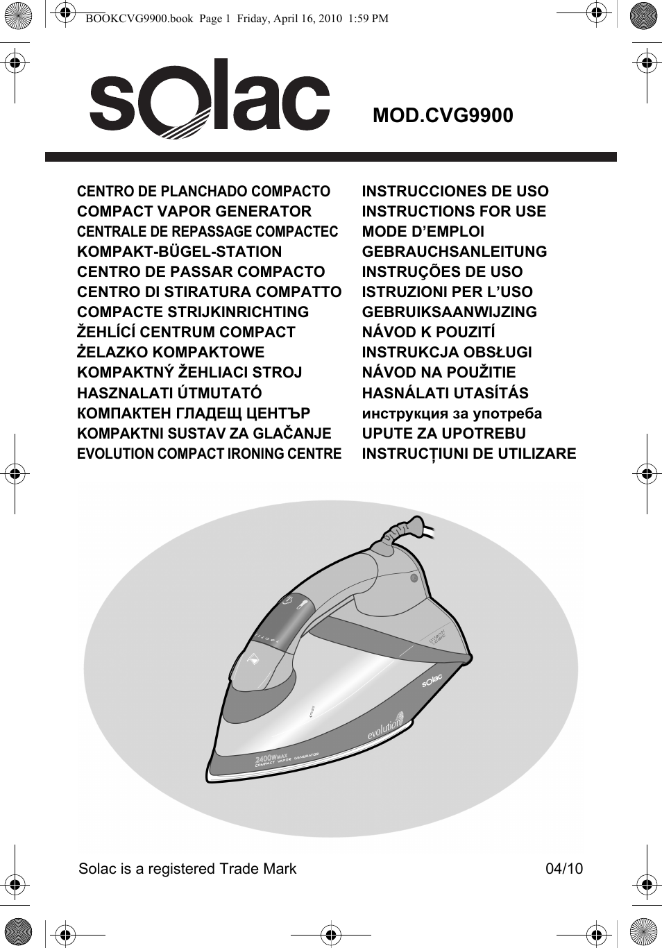 SOLAC CVG9900 User Manual | 90 pages