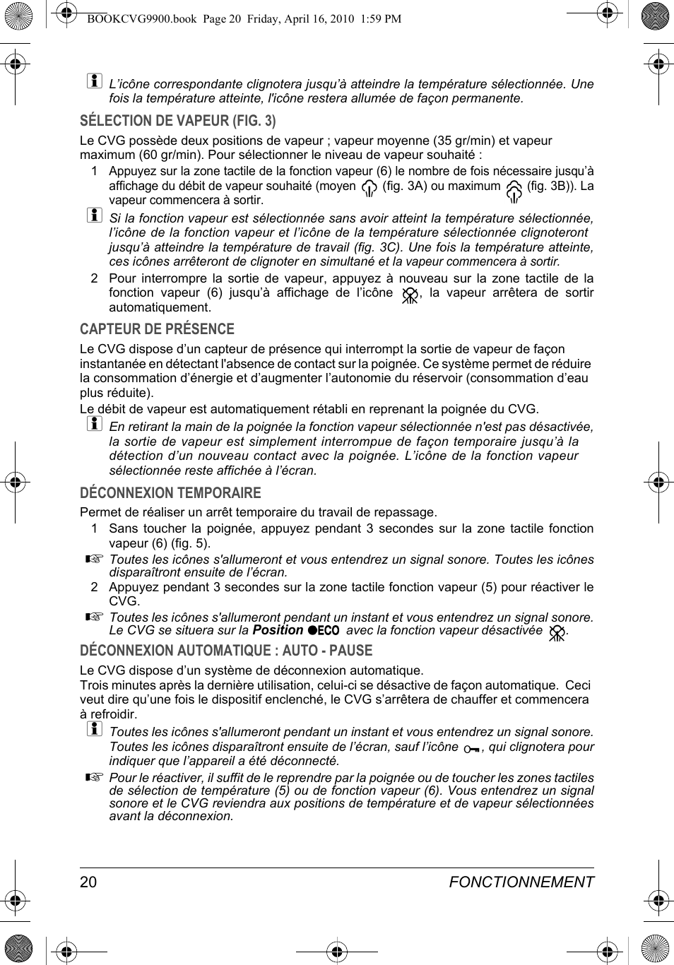 SOLAC CVG9900 User Manual | Page 20 / 90