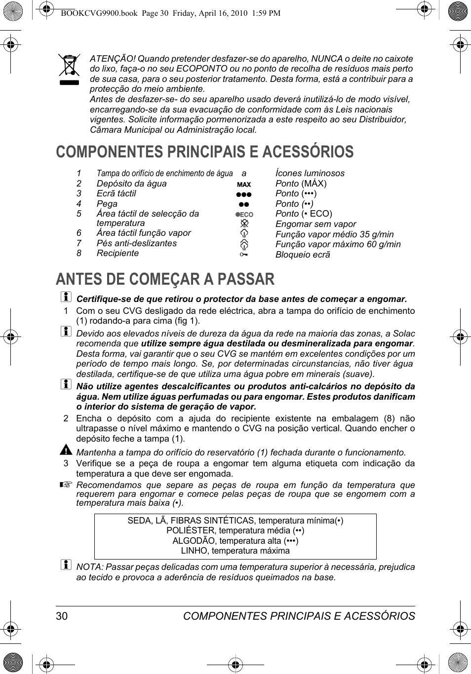 SOLAC CVG9900 User Manual | Page 30 / 90