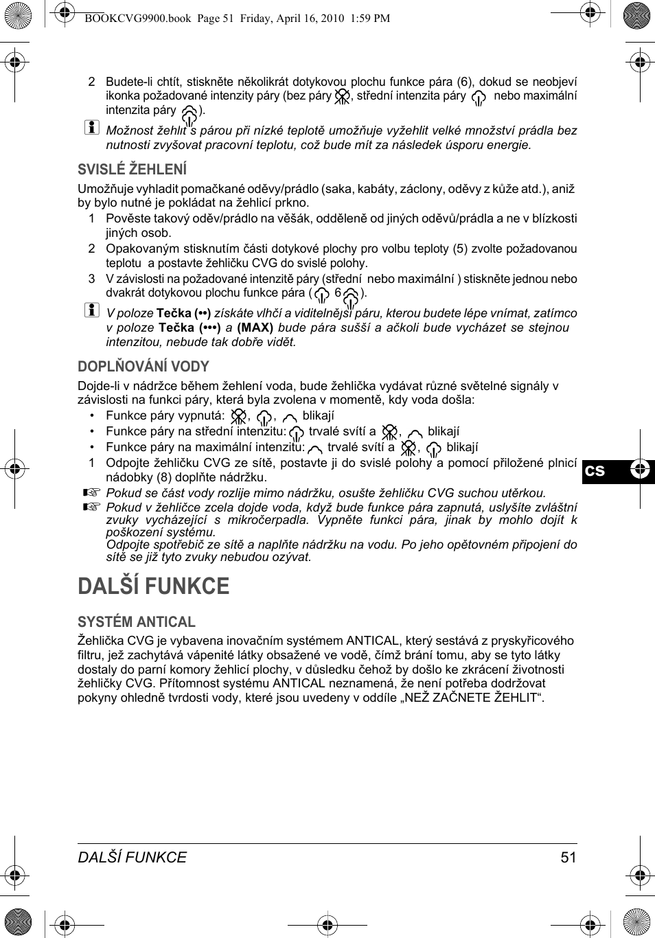 Další funkce | SOLAC CVG9900 User Manual | Page 51 / 90