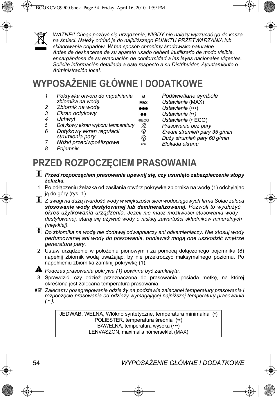 SOLAC CVG9900 User Manual | Page 54 / 90