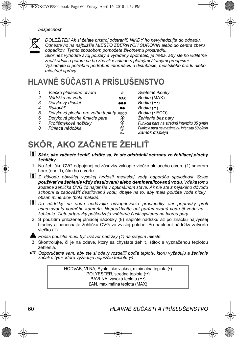 SOLAC CVG9900 User Manual | Page 60 / 90