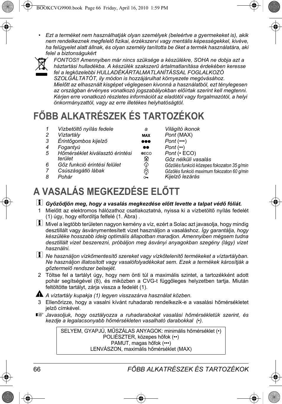 SOLAC CVG9900 User Manual | Page 66 / 90