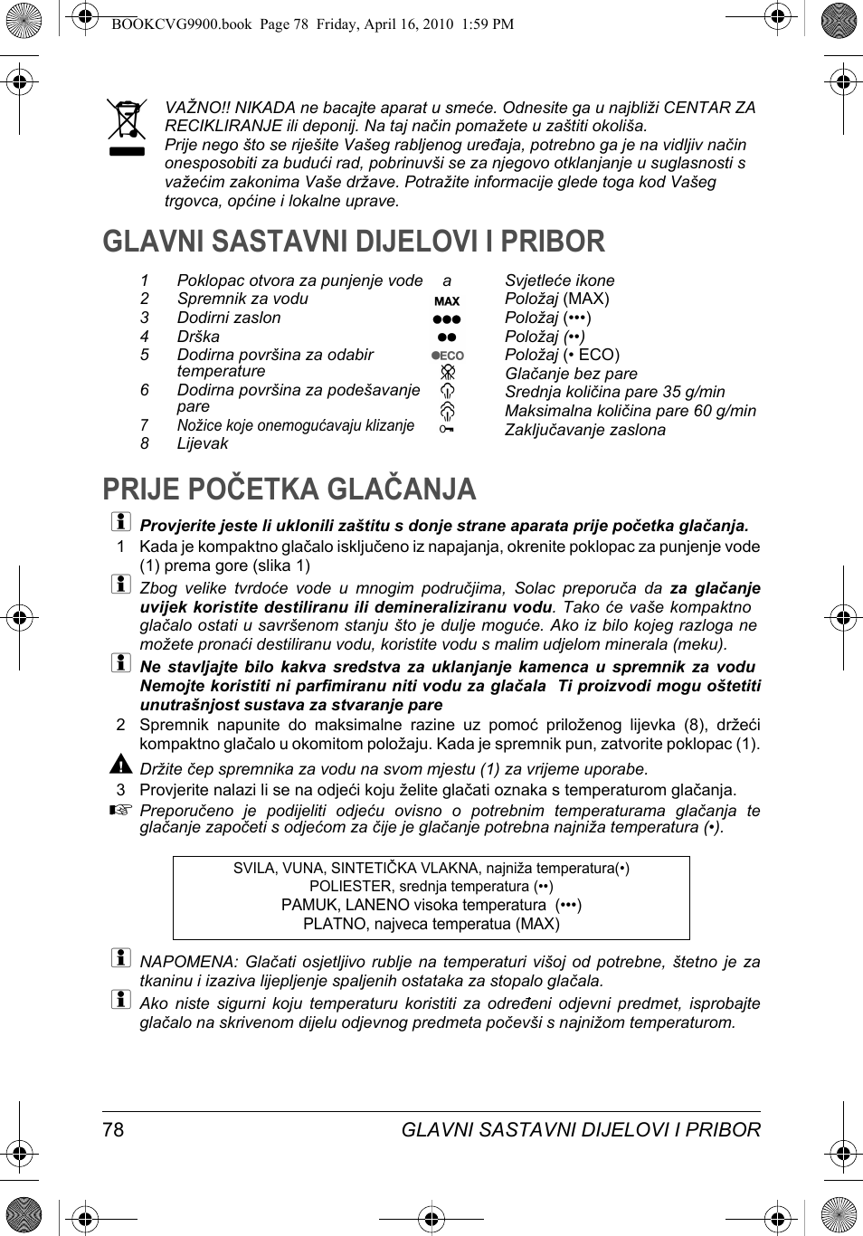 SOLAC CVG9900 User Manual | Page 78 / 90