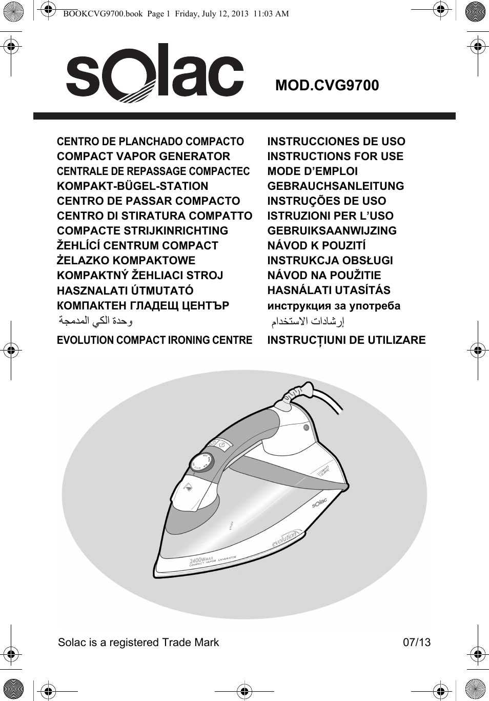 SOLAC CVG9700 User Manual | 92 pages