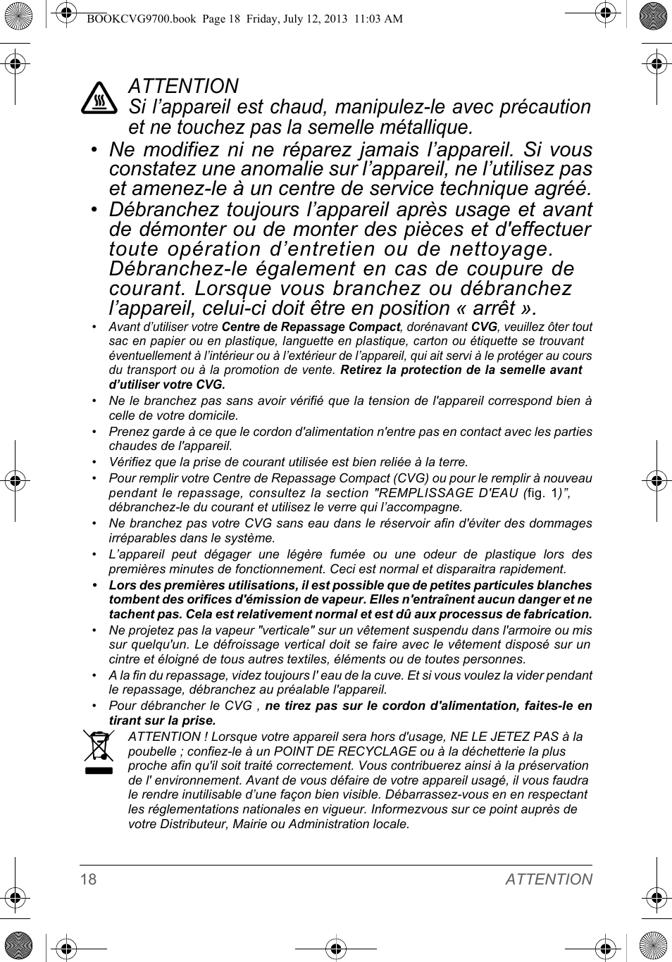 SOLAC CVG9700 User Manual | Page 20 / 92