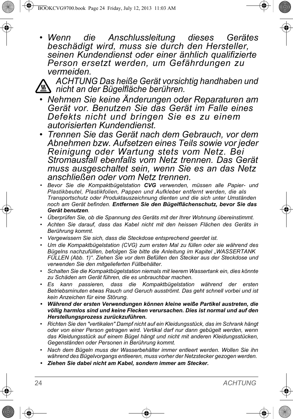 SOLAC CVG9700 User Manual | Page 26 / 92