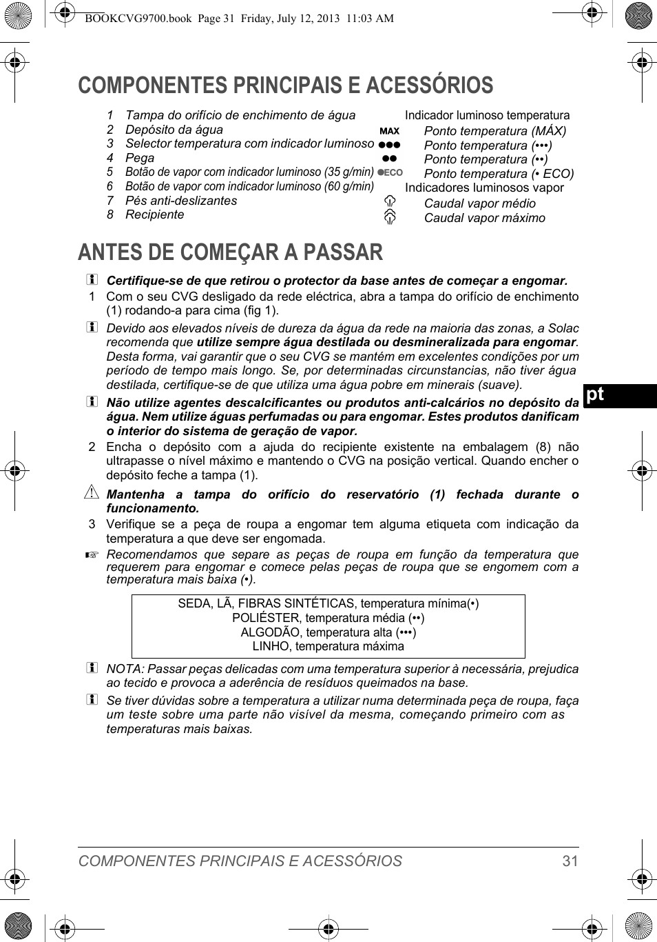 SOLAC CVG9700 User Manual | Page 33 / 92