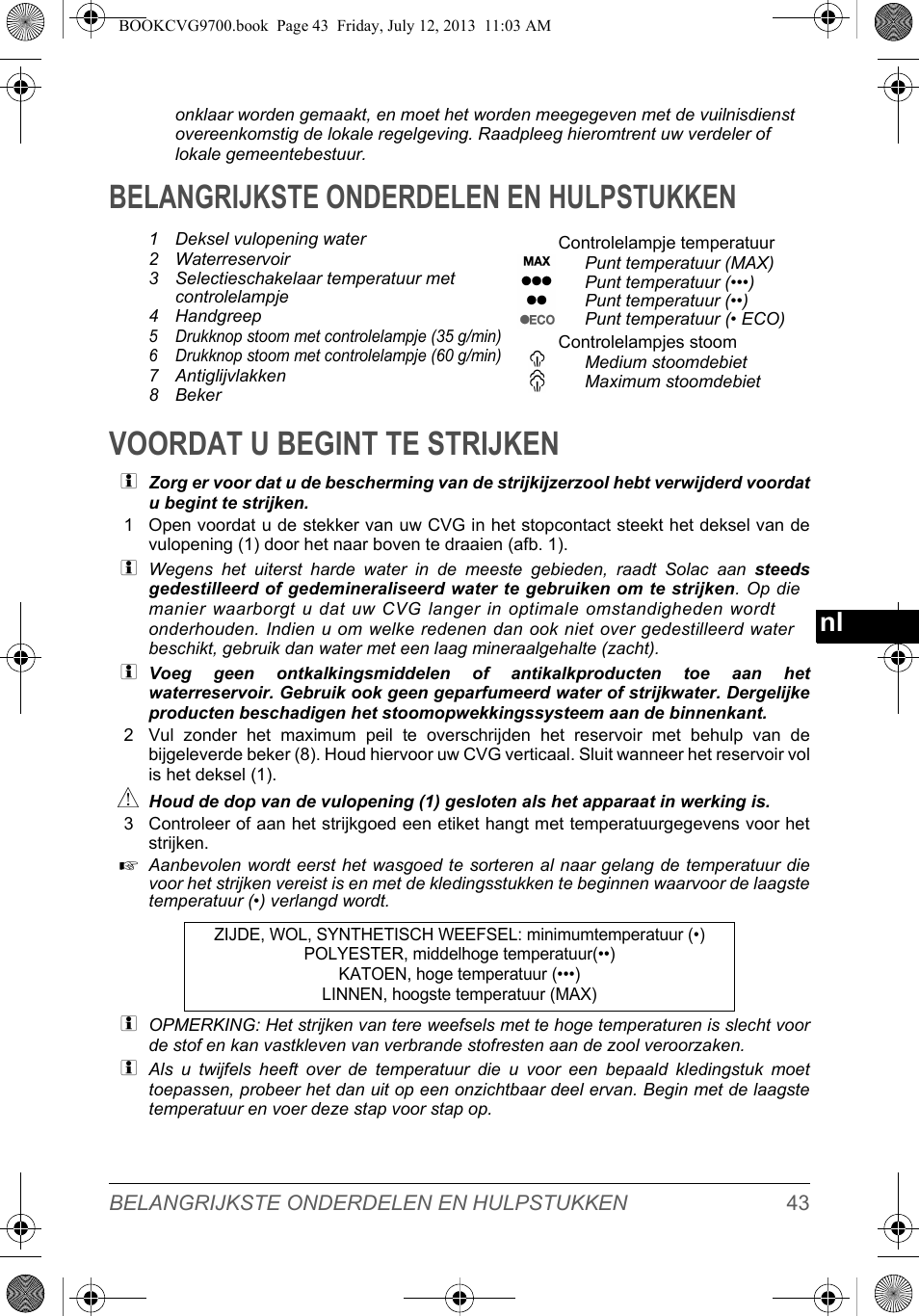 SOLAC CVG9700 User Manual | Page 45 / 92