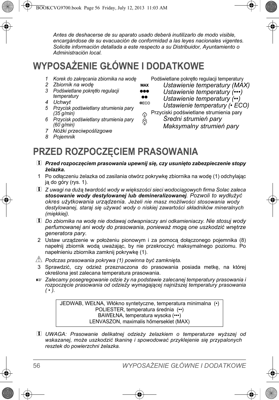 SOLAC CVG9700 User Manual | Page 58 / 92