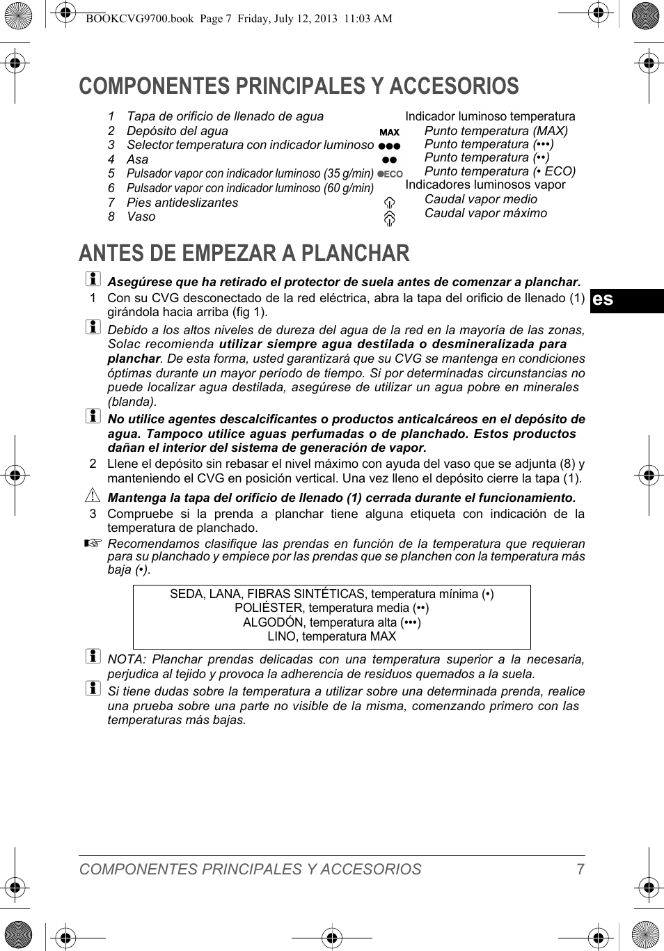 SOLAC CVG9700 User Manual | Page 9 / 92