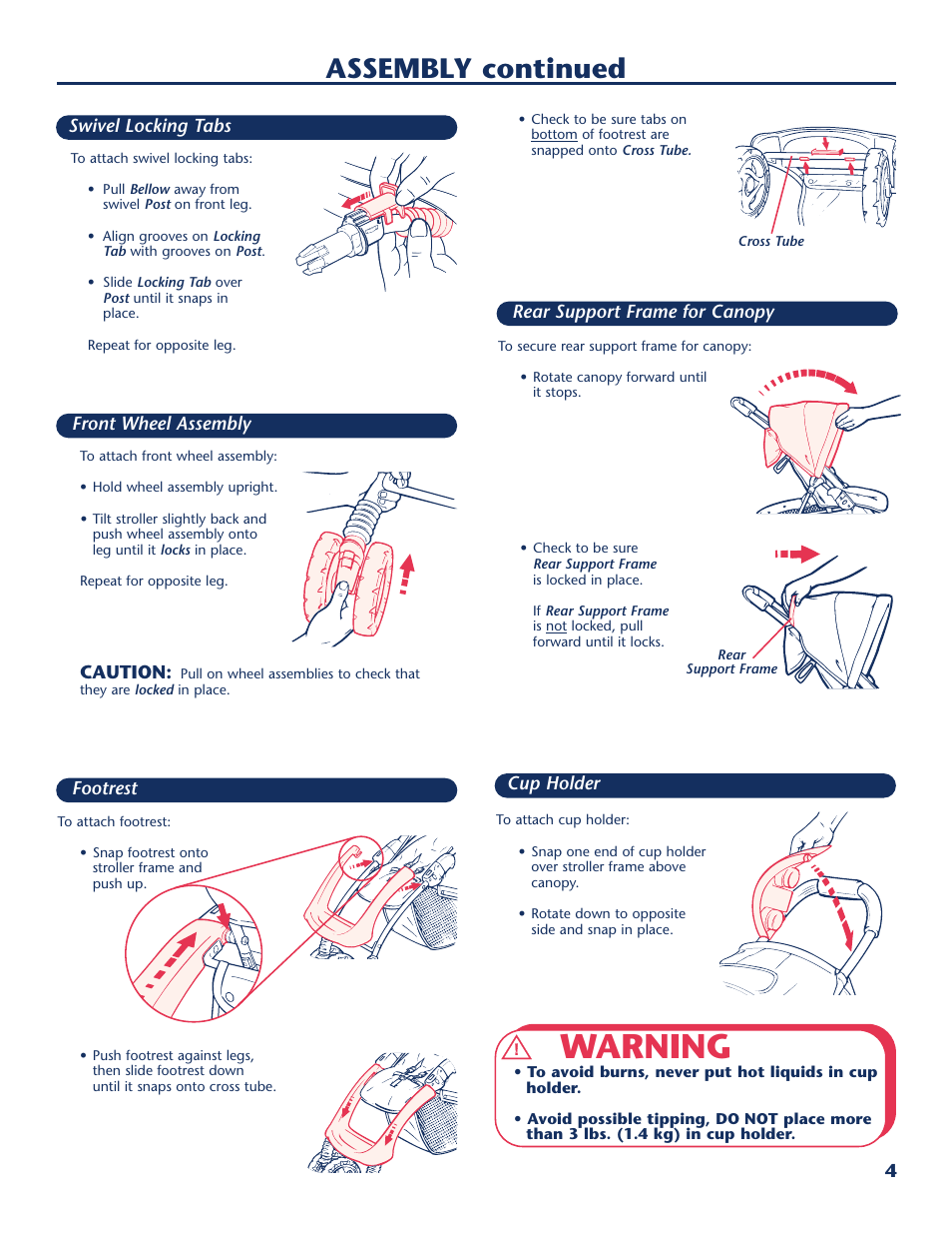 Warning, Assembly continued | Century LIFESTYLE SERIER PM-1722AC User Manual | Page 5 / 16