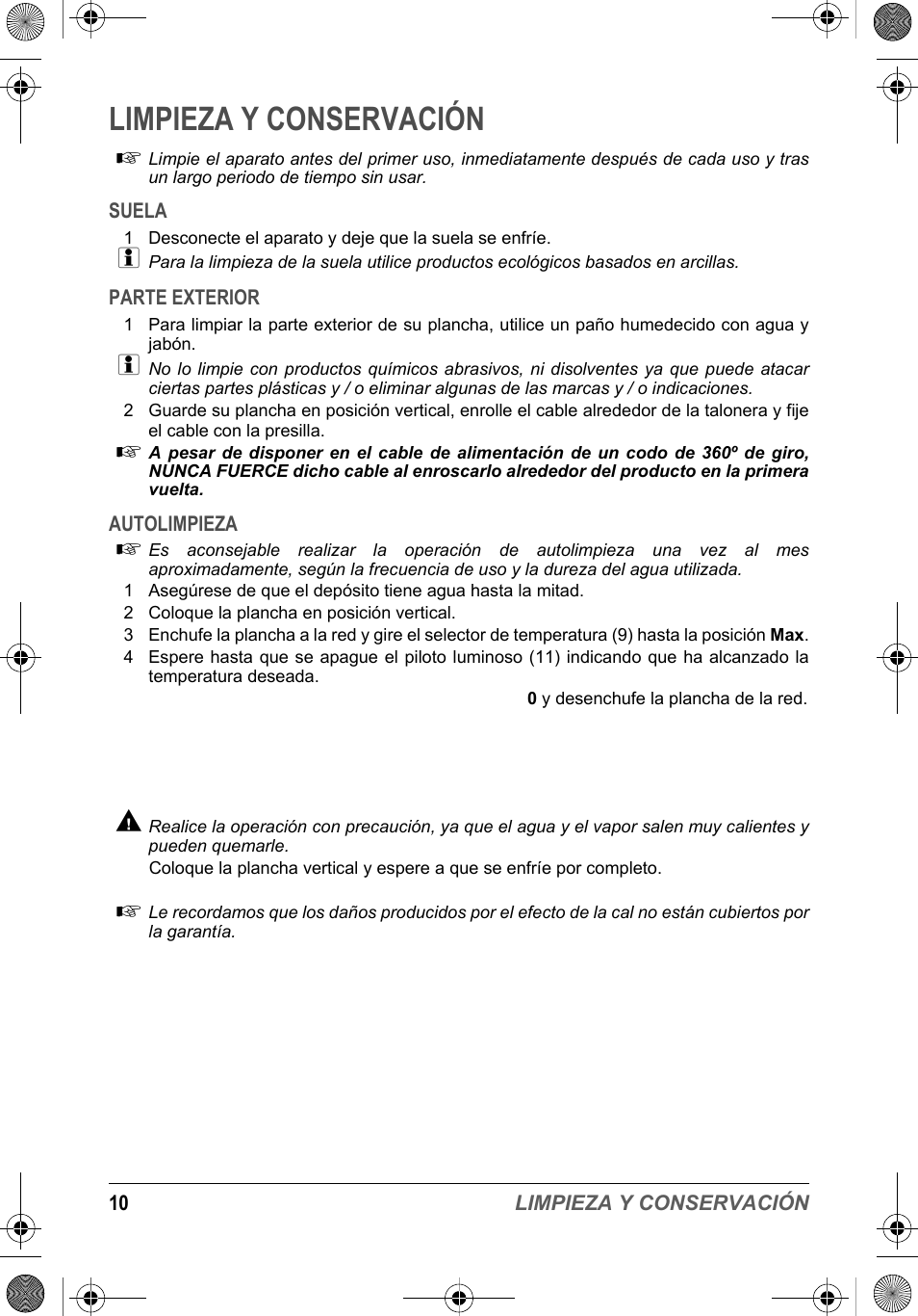 Limpieza y conservación | SOLAC PV2015 User Manual | Page 10 / 81