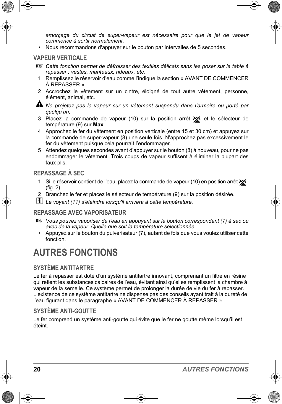 Autres fonctions | SOLAC PV2015 User Manual | Page 20 / 81