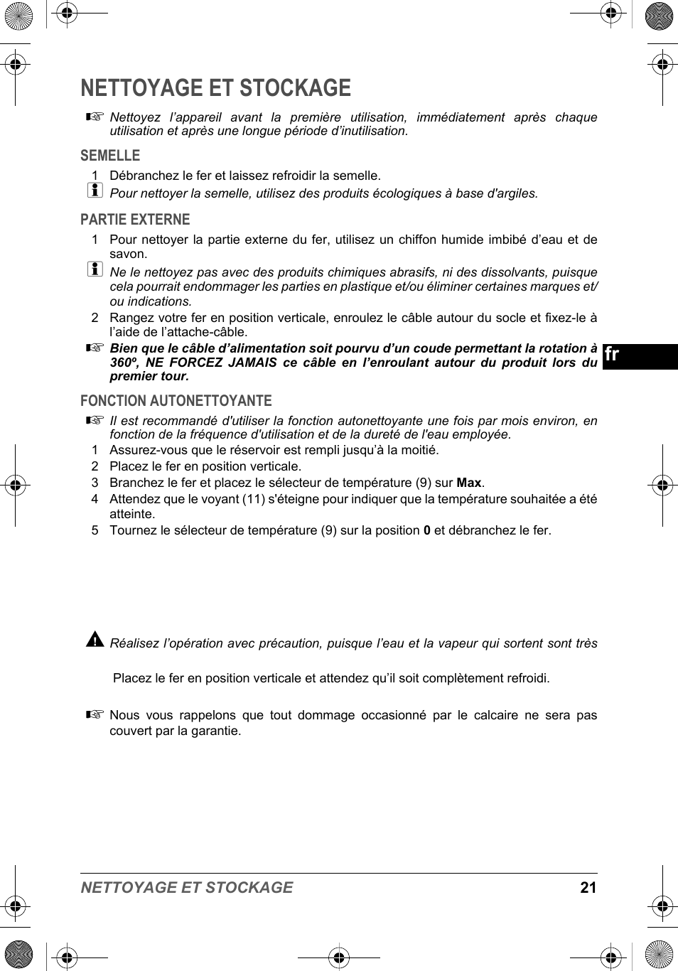 Nettoyage et stockage | SOLAC PV2015 User Manual | Page 21 / 81