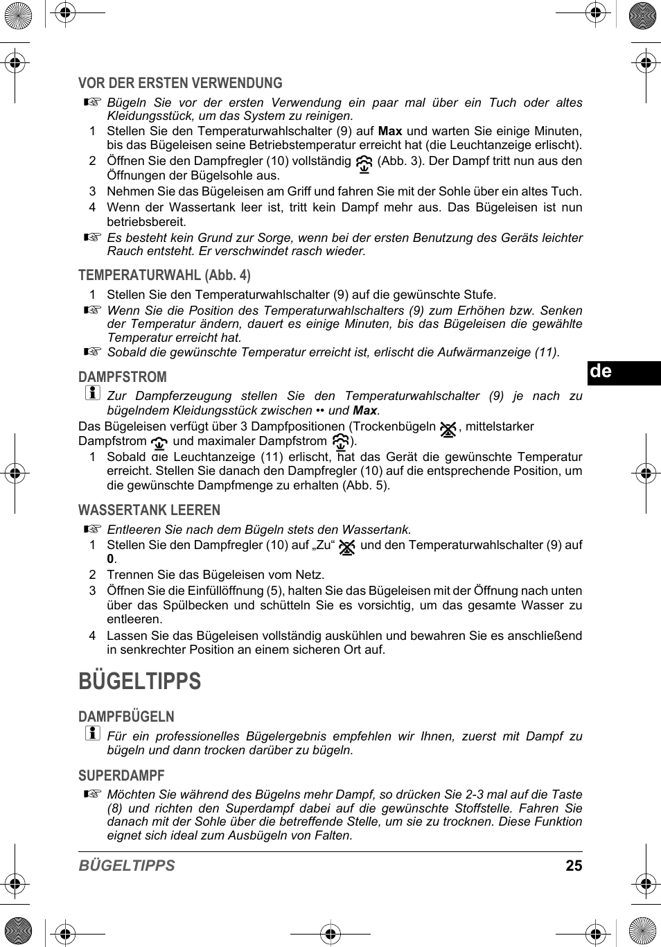 Bügeltipps | SOLAC PV2015 User Manual | Page 25 / 81