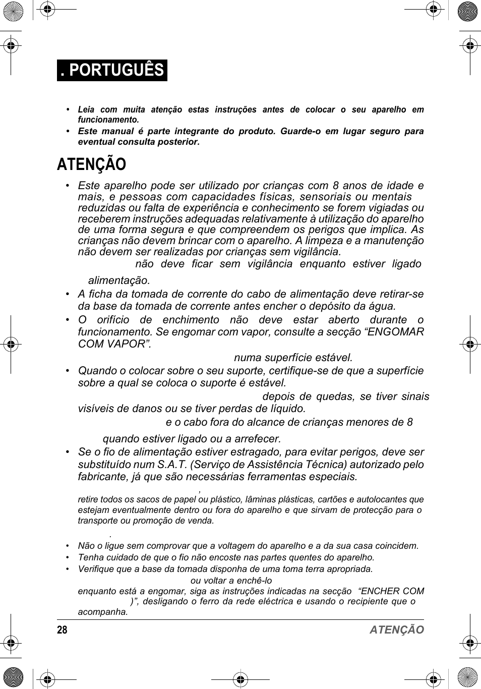 Português, Atenção | SOLAC PV2015 User Manual | Page 28 / 81