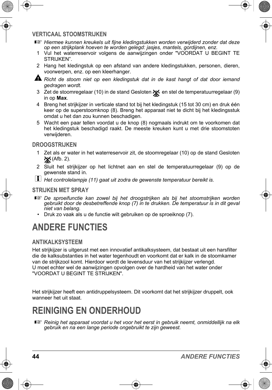 Andere functies, Reiniging en onderhoud | SOLAC PV2015 User Manual | Page 44 / 81