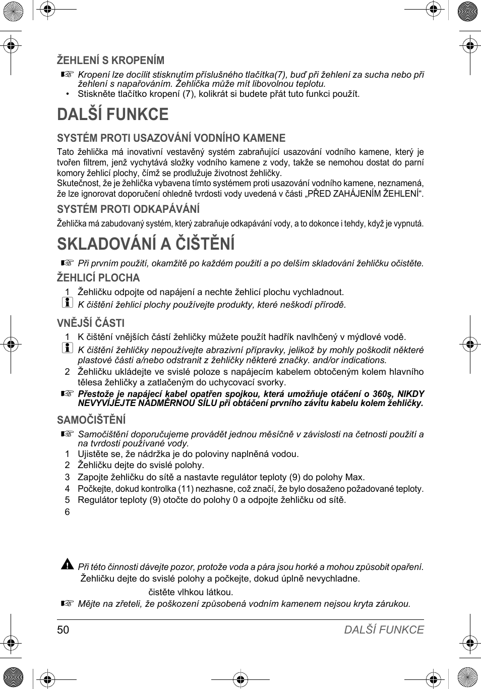 Další funkce, Skladování a čištění | SOLAC PV2015 User Manual | Page 50 / 81