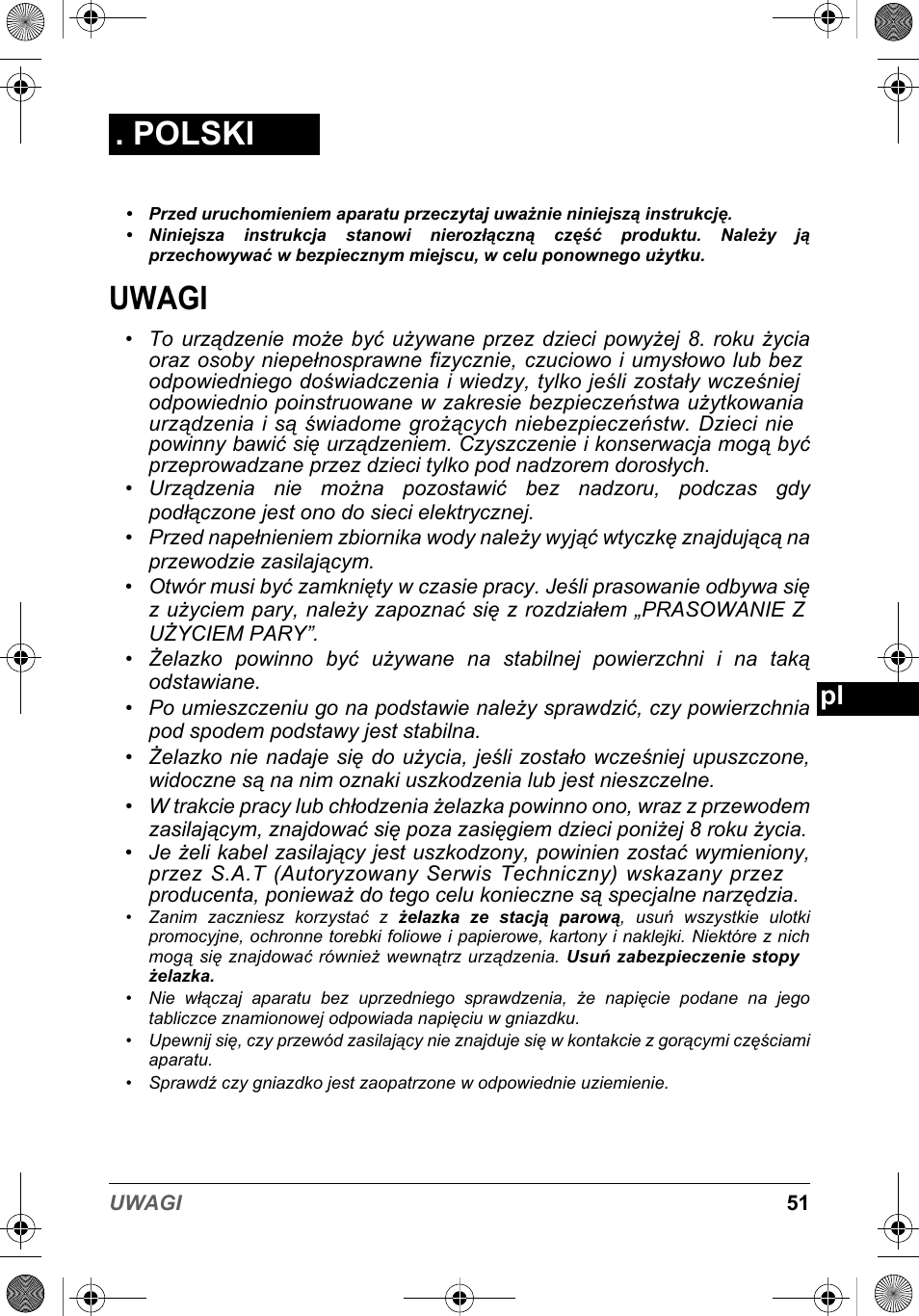 Polski, Uwagi | SOLAC PV2015 User Manual | Page 51 / 81