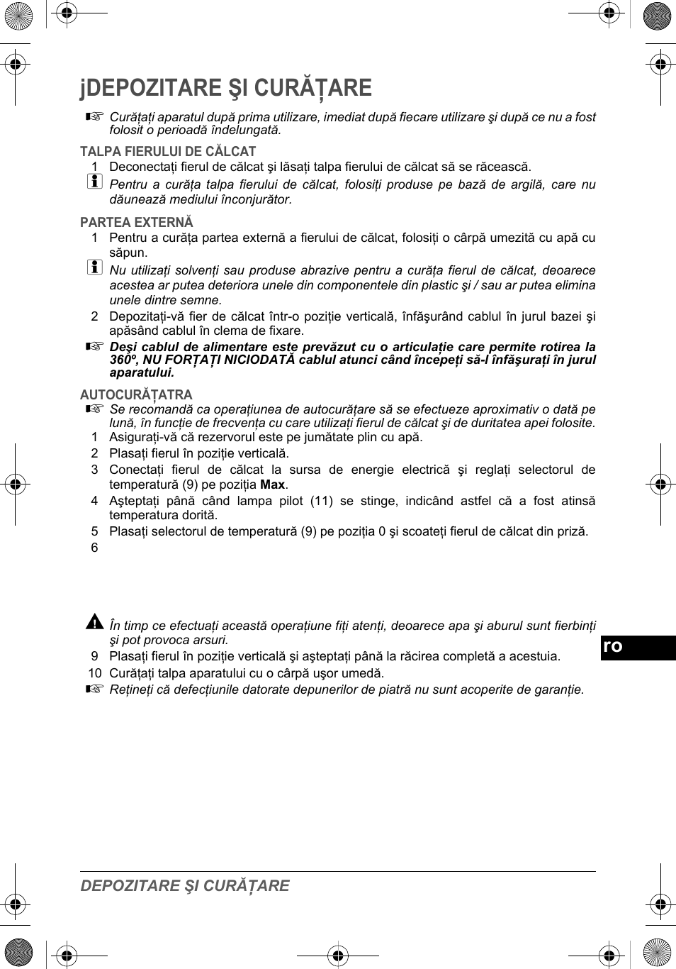 Jdepozitare şi curăţare | SOLAC PV2015 User Manual | Page 80 / 81