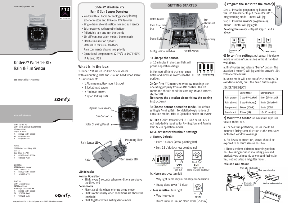 SOMFY ONDEIS WIREFREE User Manual | 2 pages