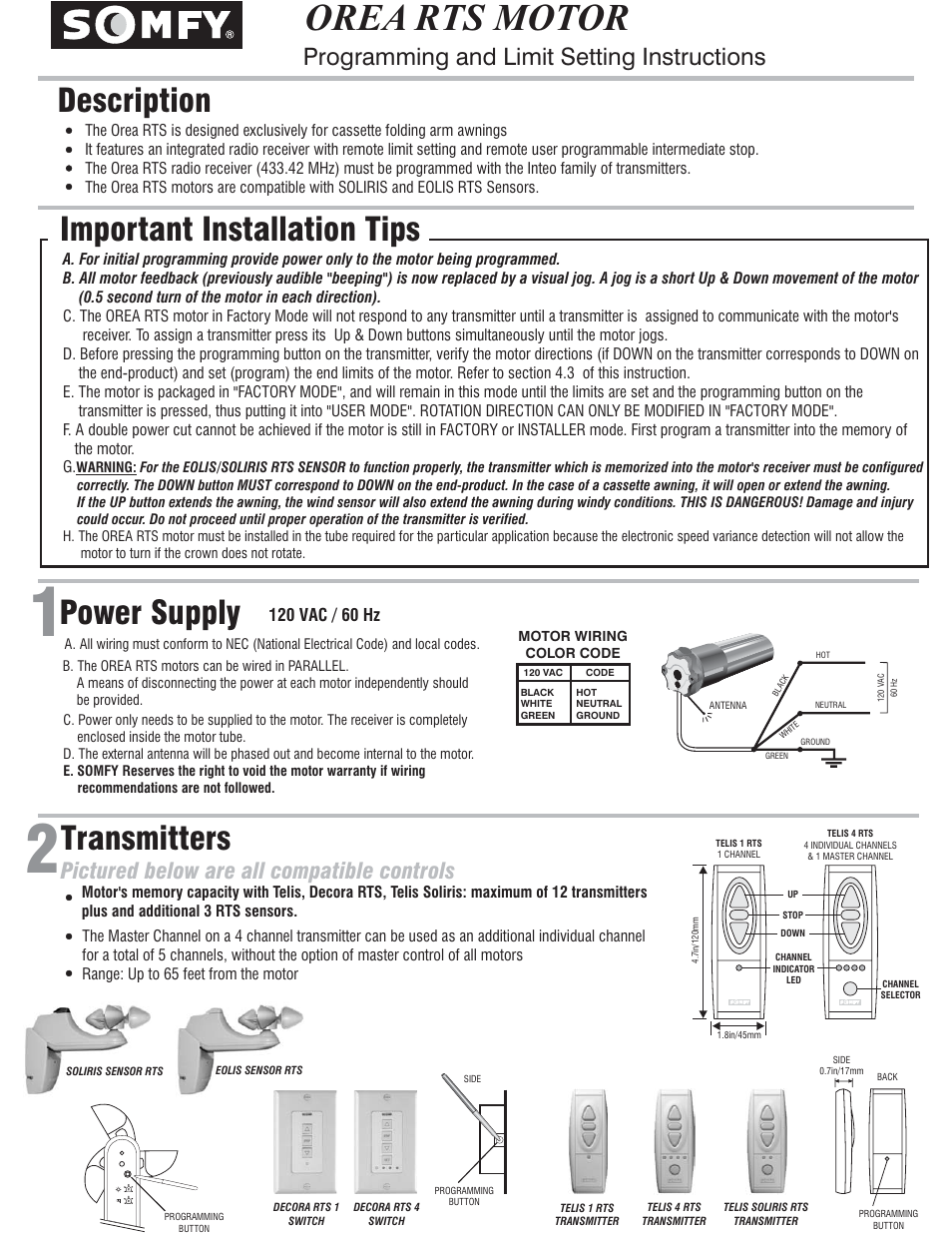 SOMFY OREA User Manual | 7 pages