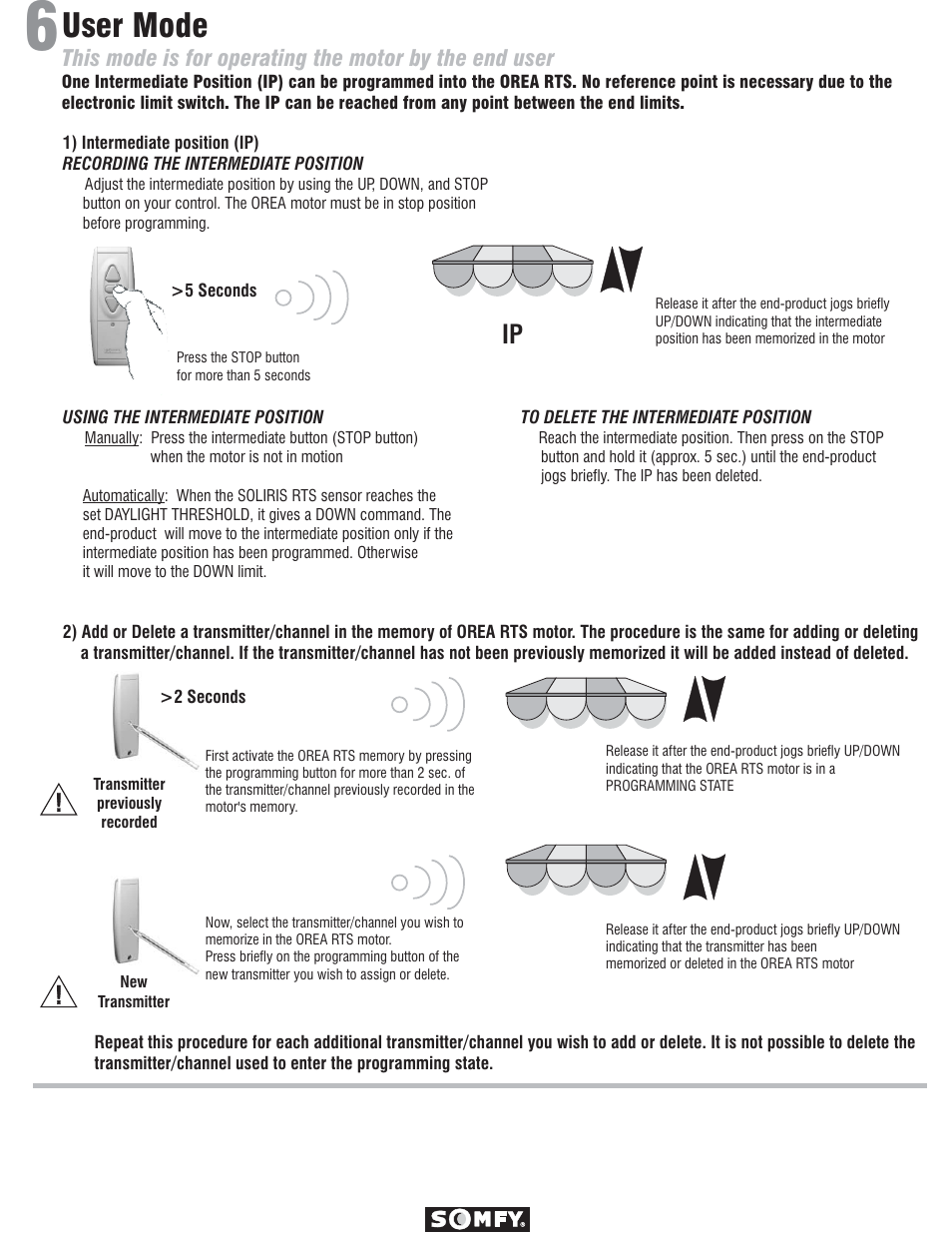 User mode | SOMFY OREA User Manual | Page 5 / 7