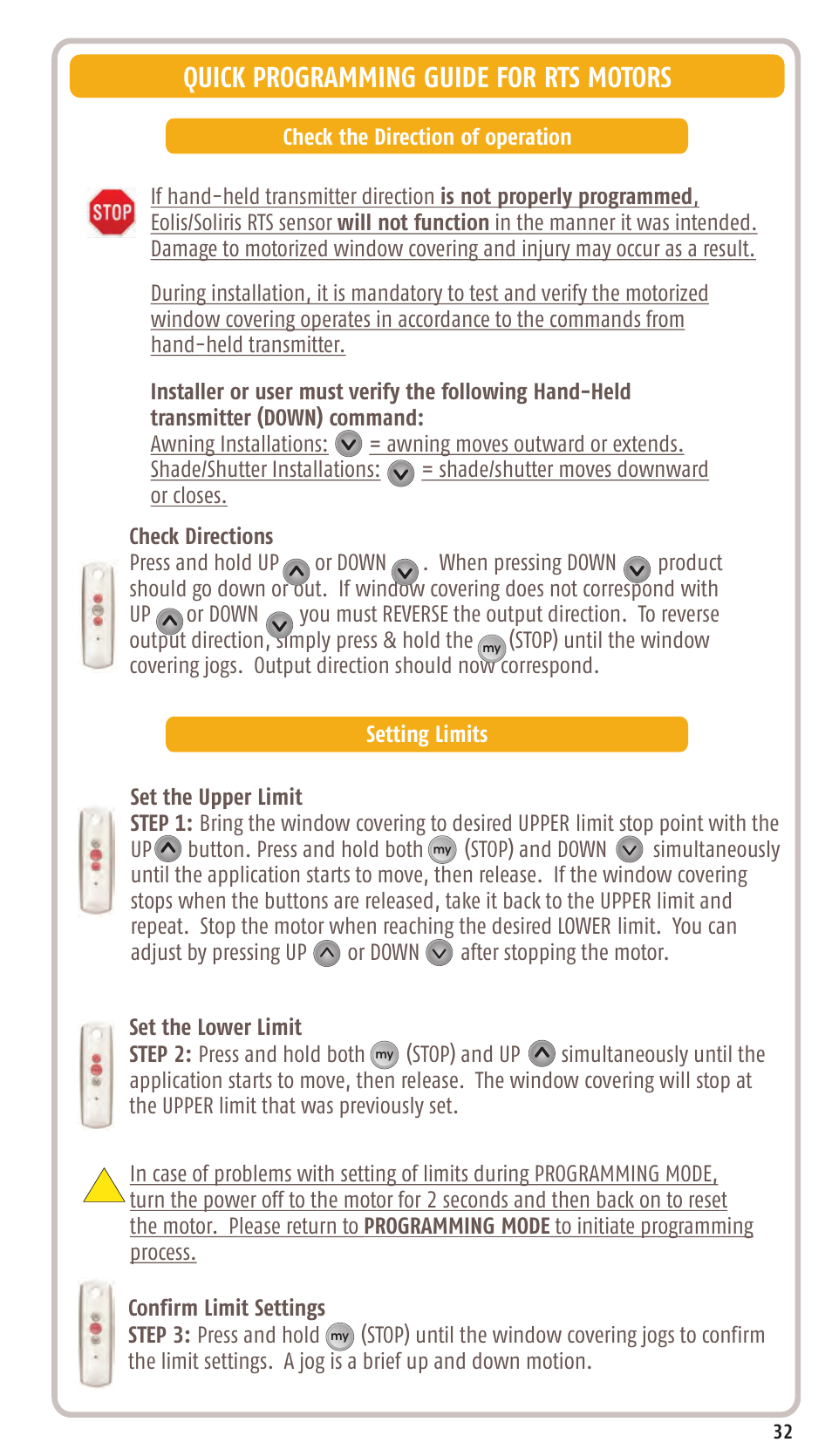 Quick programming guide for rts motors | SOMFY SONESSE 30 RTS User Manual | Page 35 / 93