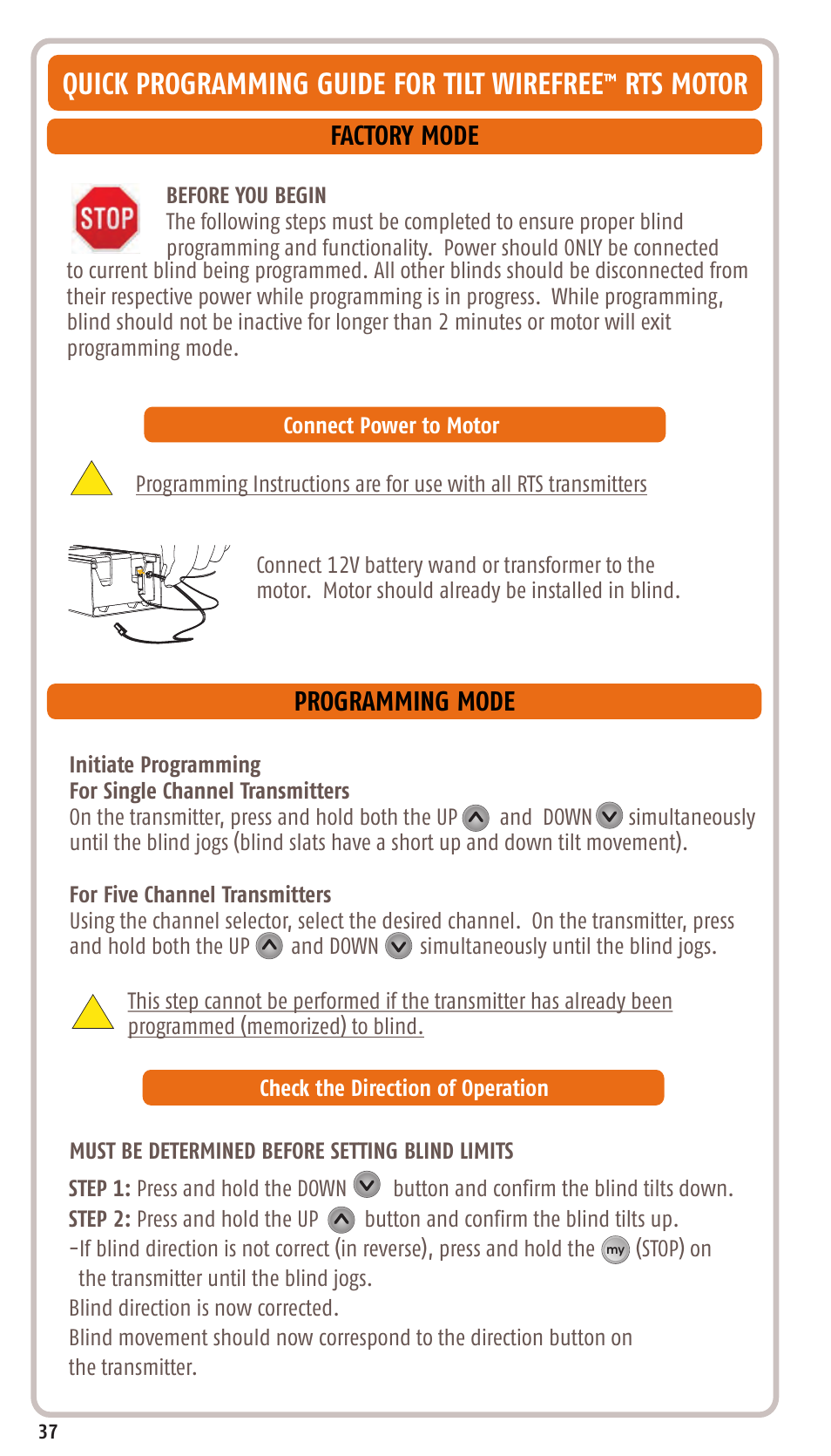 Programming mode, Factory mode | SOMFY SONESSE 30 RTS User Manual | Page 40 / 93