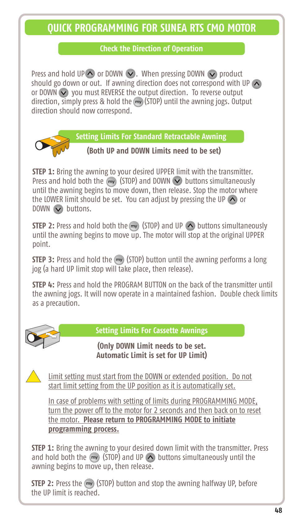 Quick programming for sunea rts cmo motor | SOMFY SONESSE 30 RTS User Manual | Page 51 / 93