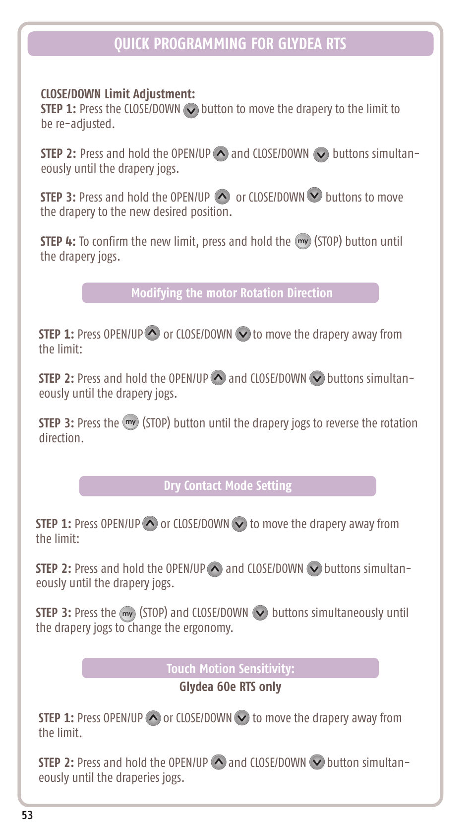 Quick programming for glydea rts | SOMFY SONESSE 30 RTS User Manual | Page 56 / 93