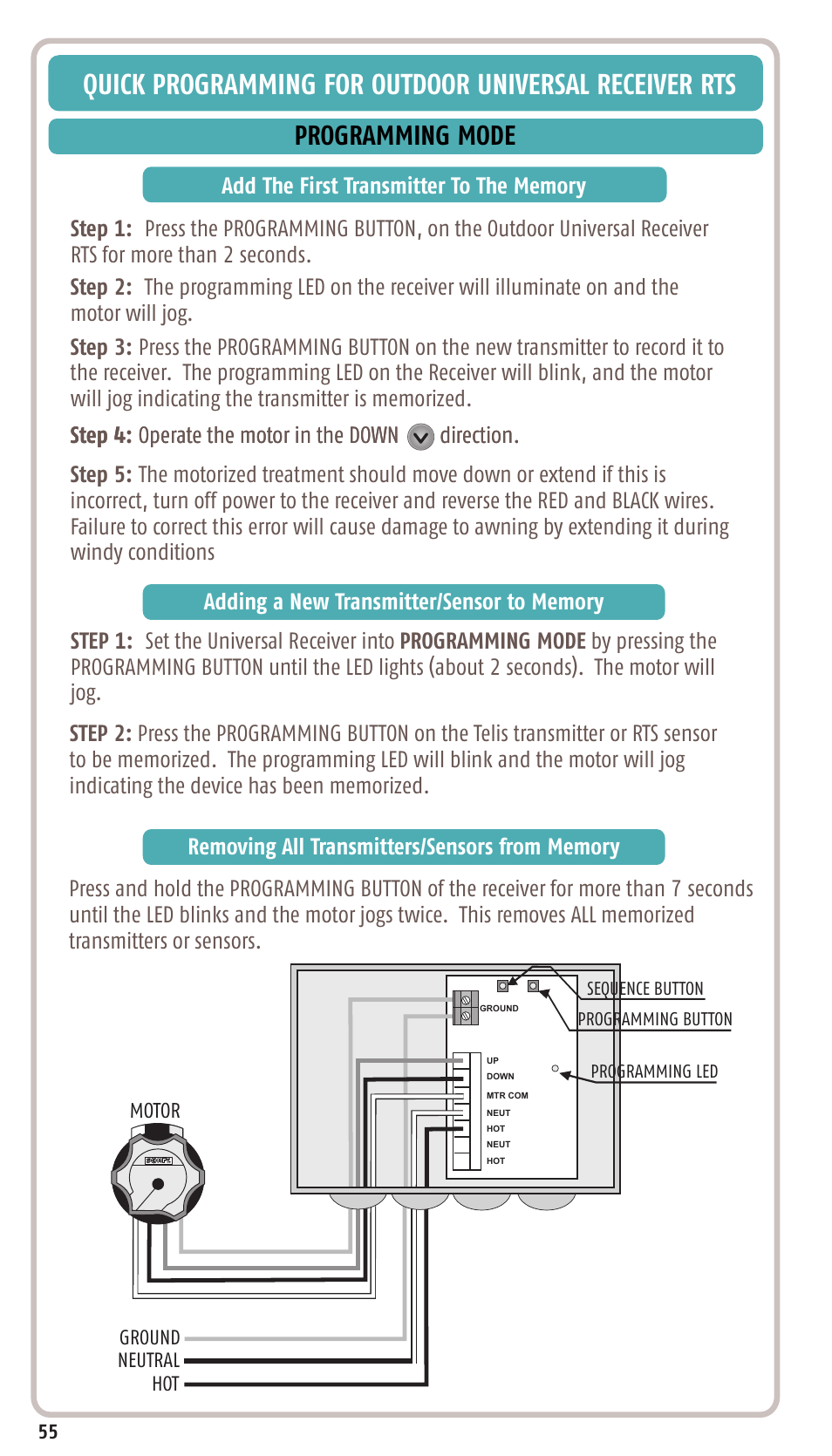 Programming mode | SOMFY SONESSE 30 RTS User Manual | Page 58 / 93