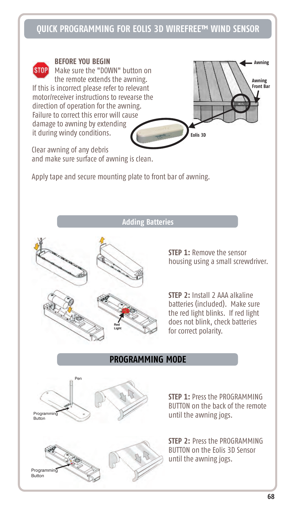 Programming mode | SOMFY SONESSE 30 RTS User Manual | Page 71 / 93